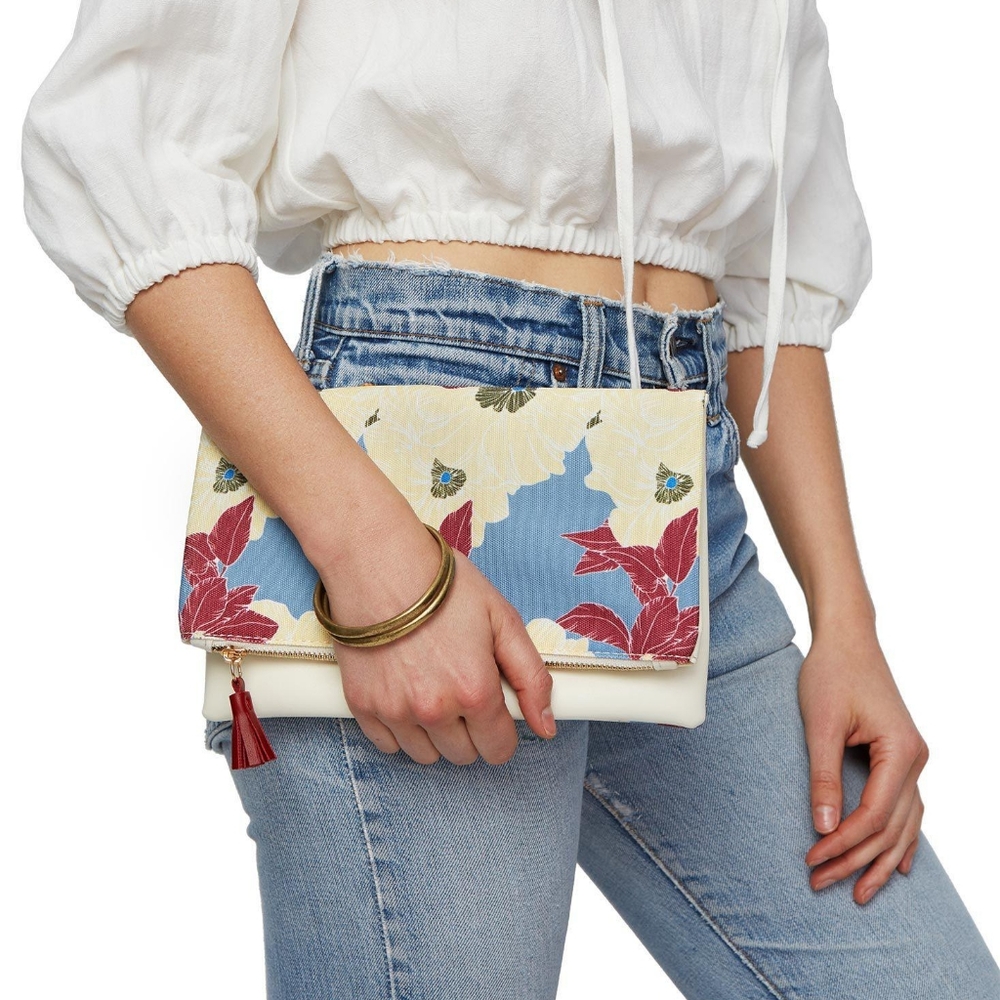 Rachel Pally Leather-Trimmed Reversible Floral Clutch